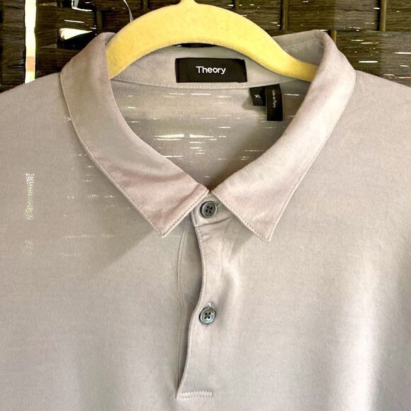Theory Long Sleeve Gray Polo Shirt Size XL - Picture 3 of 6